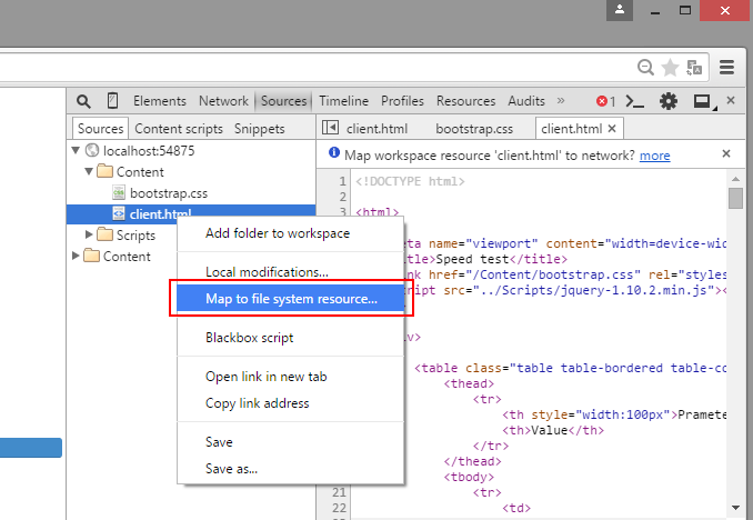 Select the file and map it
